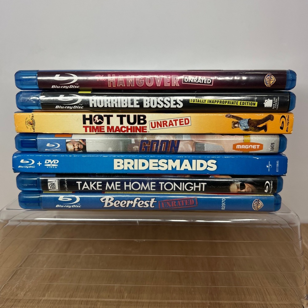 Comedy Blu-ray Movie Bundle 7-Disc Set The Hangover Bridesmaids Unrated DVD Used